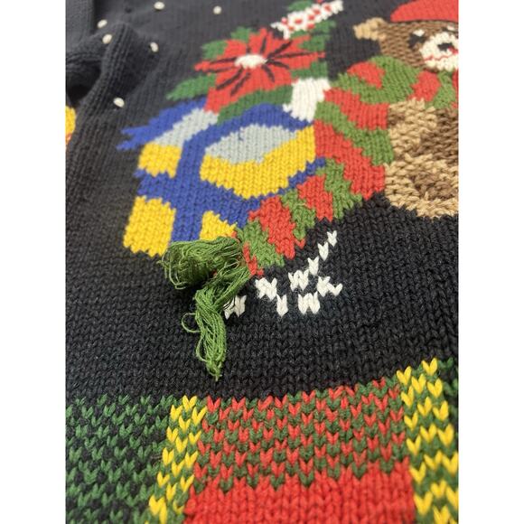 Rafaella Women's 3D Christmas Sweater Size S Hand Knitted Teddy Bear Holiday - Picture 3 of 12